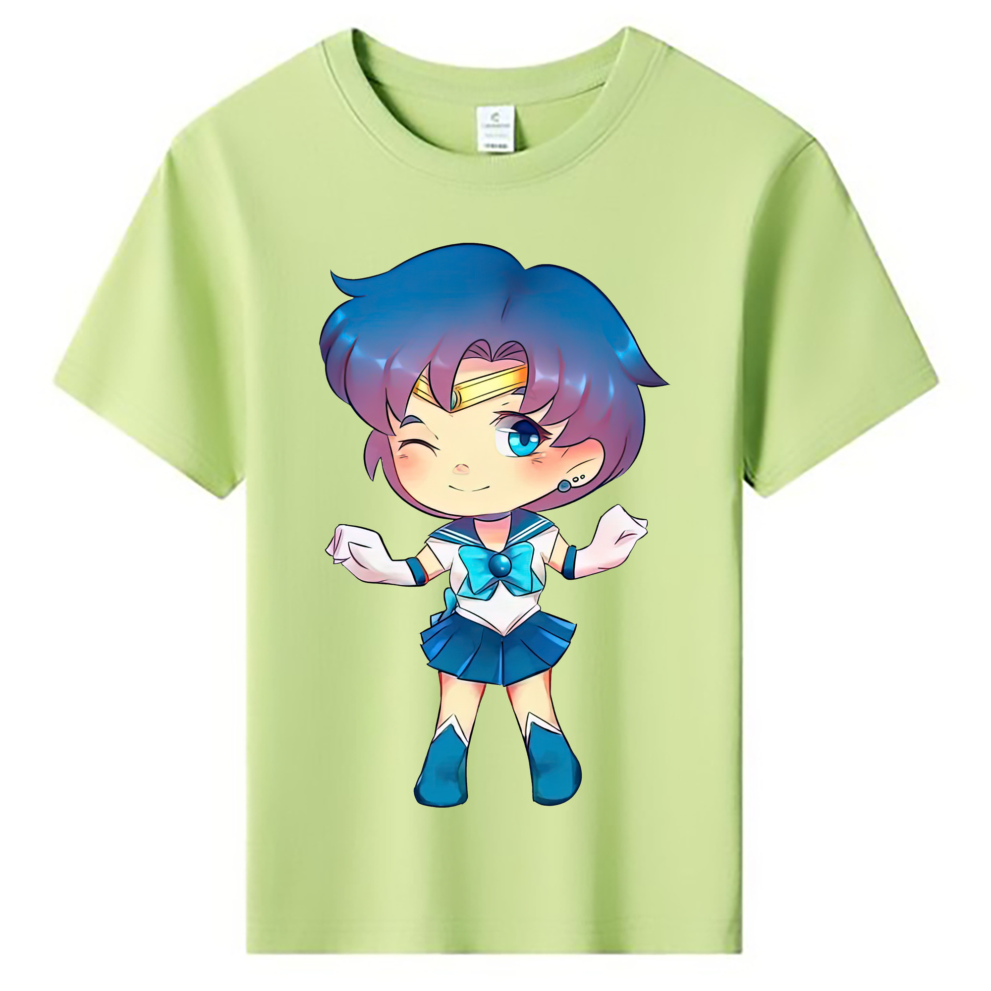 （画像用） 美少女戦士セーラームーン 水野 亜美 みずの あみ Sailor Moon Mizuno Ami 綿100％キッズTシャツ（フロントプリント）